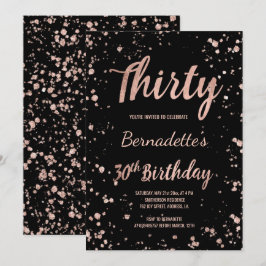 Convites rosa dourado aniversário de 30 anos