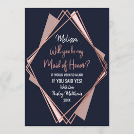 Convites Rosa Dourado Azul Marinho Malva Geométrico Dama de