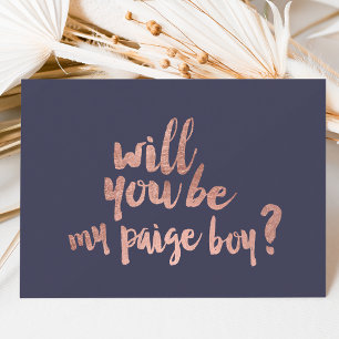 Convites Rosa dourado azul Você será meu paige boy