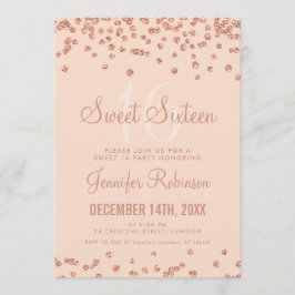 Convites Rosa Dourado Blush Sweet 16 Birthday Glitter Confe
