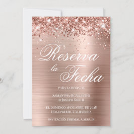 Convites Rosa Dourado Brilhante Foto Reserva La Fecha