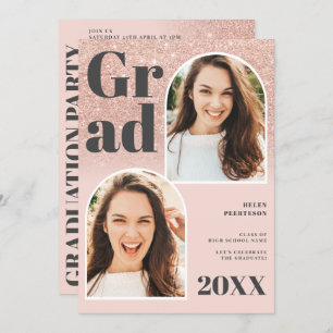 Convites Rosa dourado brilho cor-de-rosa arco 3 fotos gradu