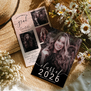 Convites Rosa dourado brilho cor-de-rosa ombre 5 fotos grad