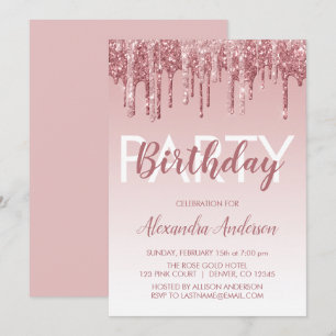 Convites Rosa Dourado brilho de faísca qualquer aniversár