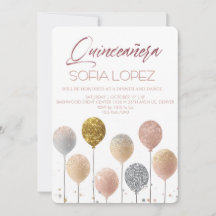 Rosa Dourado Brilho Elegante Quinceañera 