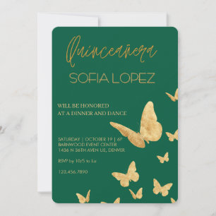 Convites Rosa Dourado Brilho Elegante Quinceañera 