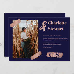 Convites Rosa dourado, bruxaria elegante, foto de casamento