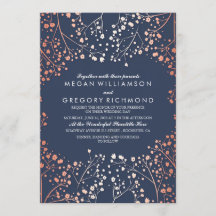 Rosa Dourado Casamento com Marinho Floral Moderno