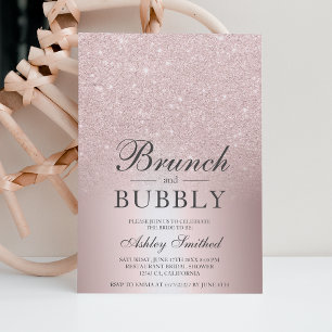 Convites Rosa dourado chá de panela de bubble de brunch
