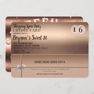 Convites Rosa Dourado Comprando Spree City Limo Doce 16