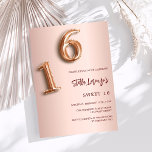 Convites Rosa dourado doce 16<br><div class="desc">Um convite moderno, na moda e glamouroso para uma festa de aniversário Doce 16, 16. Um fundo de gradiente rosa ouro. O nome é escrito com um moderno e escuro, rosa dourado, escrito com letra de estilo manuscrito. Personalize e adicione os detalhes da sua festa. O número 16 é escrito...</div>