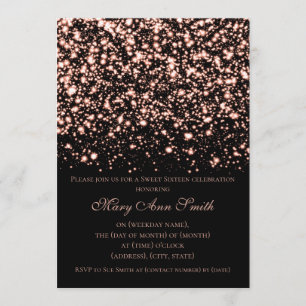 Convites Rosa Dourado Doce 16 Festa Meia-Noite