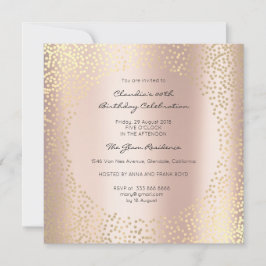 Convites Rosa Dourado Dots Confetti Champaigne Aniversário 