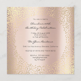 Convites Rosa Dourado Dots Confetti Champaigne Aniversário