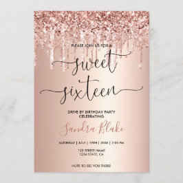 Convites Rosa Dourado Drips Girly Modern Drive por Sweet 16