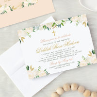 Rosa Dourado e Floral Verde para Batismo de Menina
