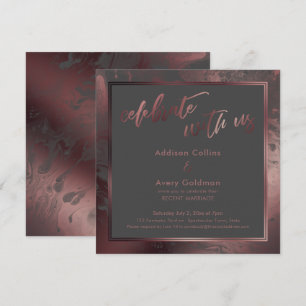 Convites Rosa Dourado e Mármore Cinza Escuro Celebre Conosc