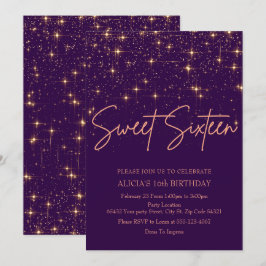 Convites Rosa Dourado e Purple Sweet 16