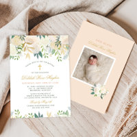 Rosa Dourado e Verde Floral para Batismo de Menina