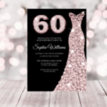 Convites Rosa Dourado Esfregão de Estirpe 60ª Festa de aniv<br><div class="desc">Rosa Dourado Sparkle Dress Blush 60ª Variações de Convite de aniversário para o convite e itens correspondentes na nossa loja</div>