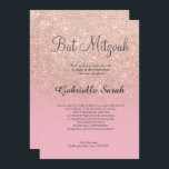 Convites Rosa dourado falso brilho rosa pálido Bat Mitzvah<br><div class="desc">Um convite moderno,  original e simples,  falho rosa,  ombre Bat Mitzvah,  sobre um fundo cor-de-rosa pálido,  totalmente personalizável</div>