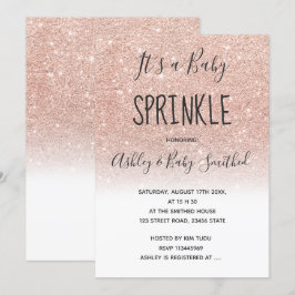 Convites Rosa dourado falso cintilador branco aspersão de b