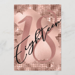 Convites Rosa Dourado Faux Foil 18º Aniversário