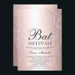 Convites Rosa dourado fio metálico lamacal Bat Mitzvah<br><div class="desc">Uma folha metálica rosa luxuosa e chica de ouro,  design de cordas brancas,  com elegante tipografia caligráfica para um convite Bat Mitzvah.</div>