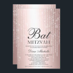 Convites Rosa dourado fio metálico lamacal Bat Mitzvah<br><div class="desc">Uma folha metálica rosa luxuosa e chica de ouro,  design de cordas brancas,  com elegante tipografia caligráfica para um convite Bat Mitzvah.</div>