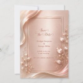 Convites Rosa Dourado Floral Luxo Casamento Brilho Metálico