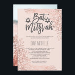 Convites Rosa dourado - foto cor-de-rosa do Bat Mitzvah<br><div class="desc">Rosa dourado,  cor-de-rosa,  cor-de-rosa,  Bat Mitzvah,  convite de festas de fotografia.</div>