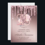 Convites Rosa Dourado Glitter Drips 50th Birthday<br><div class="desc">Um elegante convite de aniversário 50 e fab 50º num martelo metálico-ombre de rosa dourado com gotas de brilho e tipografia de nome de script com rosa dançarina e calçados dançarinos de salto alto brilhando, florais e uma corda de pérolas integradas ao design e tipo. Um convite exclusivo para na...</div>