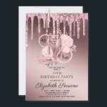 Convites Rosa Dourado Glitter Drips 50th Birthday<br><div class="desc">Um elegante convite de aniversário 50 e fab 50º em um martelo metálico ombre rosa-dourado com gotas de brilho e tipografia de nome de script com rosa e calçados dançarinos de salto alto e brilho, florais e uma corda de pérolas integradas ao design e tipo. Um convite exclusivo para na...</div>