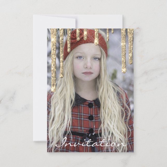 Convites Rosa Dourado Glitter Drives Aniversário Doce (Verso)