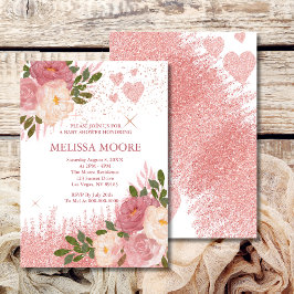 Convites Rosa Dourado Glitter E Chá de fraldas Glam