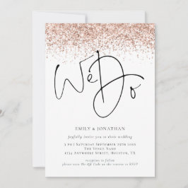 Convites Rosa Dourado Glitter Nós Fazemos QR Casamento