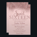 Convites Rosa Dourado Glitter Sparkle Sweet 16 Aniversário<br><div class="desc">Rosa Dourado Glitter Sparkle Sweet 16 Aniversário</div>
