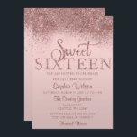 Convites Rosa Dourado Glitter Sparkle Sweet 16 Aniversário<br><div class="desc">Rosa Dourado Glitter Sparkle Sweet 16 Aniversário</div>