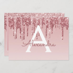 Convites Rosa Dourado Glitter Sweet 16 Salve a data