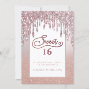 Convites Rosa dourado glittery dris ombre borboleta invitat