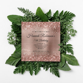 Convites Rosa Dourado Luminoso e Folheto Monograma 75.o Ani