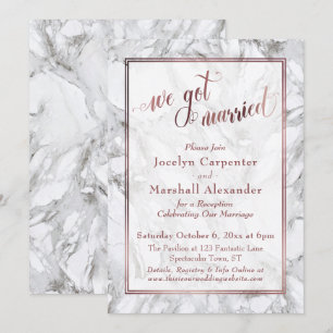 Convites Rosa Dourado Marble Nos Casamos Recepção