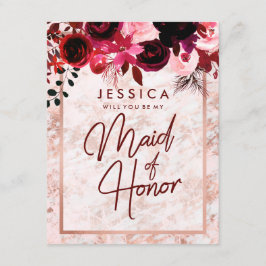 Convites Rosa Dourado Marble Você Será Minha Madrinha de ca