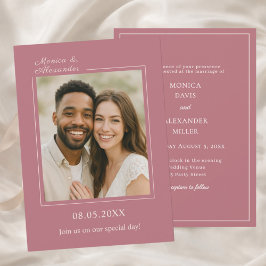Convites Rosa dourado marfim foto simples luxuoso casamento