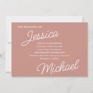 Convites Rosa Dourado Moderno Script Minimalista Elegante 