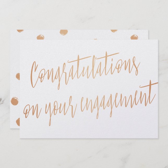 Convites rosa Dourado "Parabéns no seu noivado" (Frente/Verso)