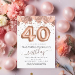 Convites Rosa Dourado - Partido aniversário de 40 anos dos<br><div class="desc">Quarenta (40º) Quatrocentas Festas de aniversário - Balões Dourados e Convite de aniversário Confetti. Este é o Convite Aniversário perfeito para uma Rosa moderna Dourada e brilhante Festa de aniversário Brilhante Rosa Brilhante Girly. Entre em contato com o designer para encontrar itens personalizados correspondentes.</div>