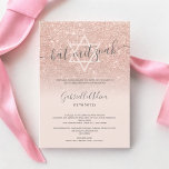 Convites Rosa dourado pincelado pincel taco-rosa mitzvah<br><div class="desc">Rosa dourado colar pastel blush roz escrita caligrafia tipografia Bat Mitzvah convite de festas .Perfeito para uma festa elegante moderna. Adicione seu nome hebraico.</div>