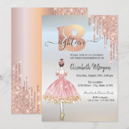 Convites Rosa Dourado Pingentes Bailarina Prata 18 Anos