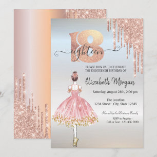 Convites Rosa Dourado Pingentes Bailarina Prata 18 Anos